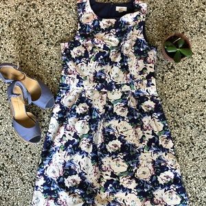 LOFT A Line Sleeveless Floral Dress